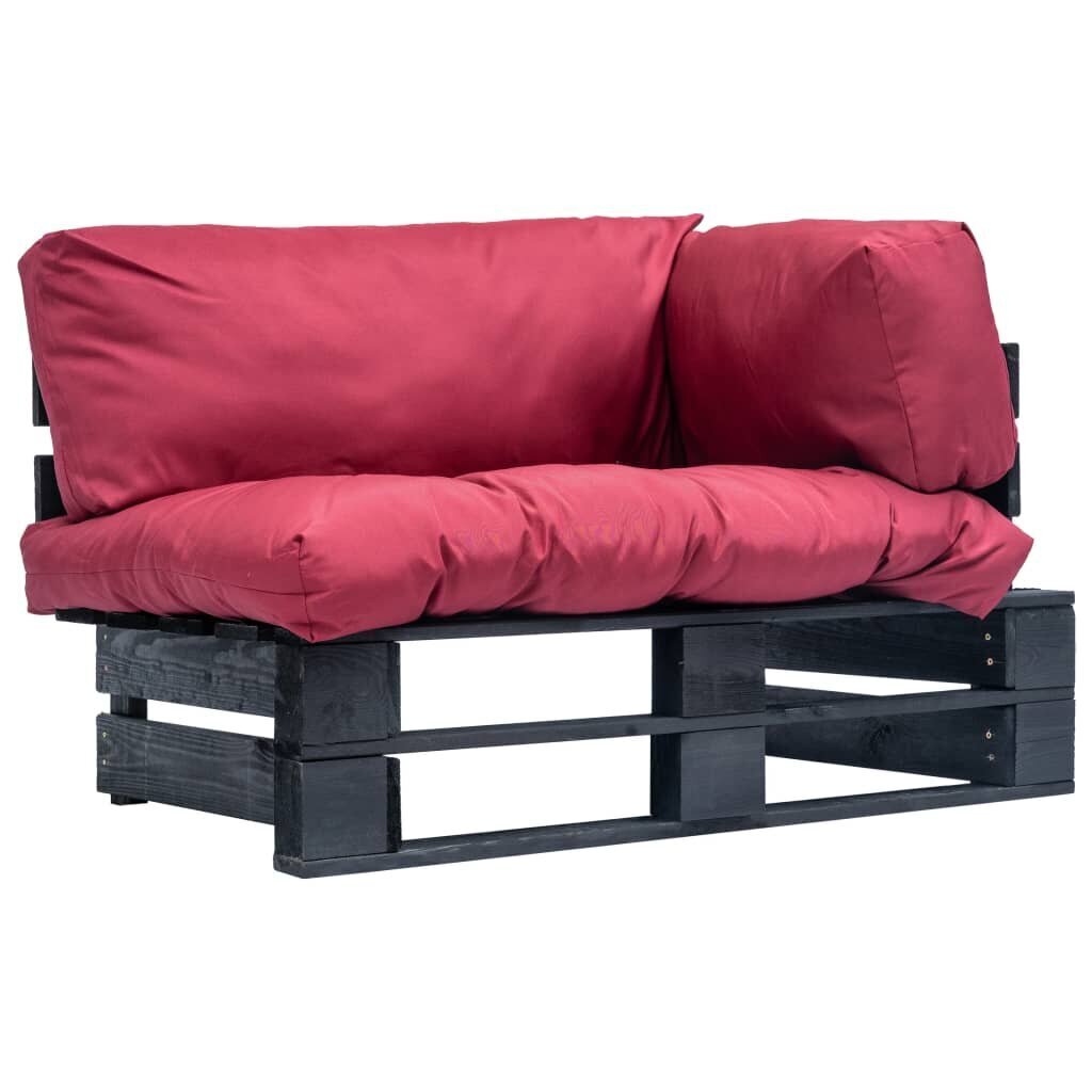 vidaXL dārza palešu dīvāns ar sarkaniem matračiem, priedes koks цена и информация | Dārza krēsli | 220.lv