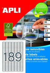 Съемные наклейки-этикетки Apli, 25,4х10 мм, А4, 189 наклеек на листе, 25 листов цена и информация | Тетради и бумажные товары | 220.lv