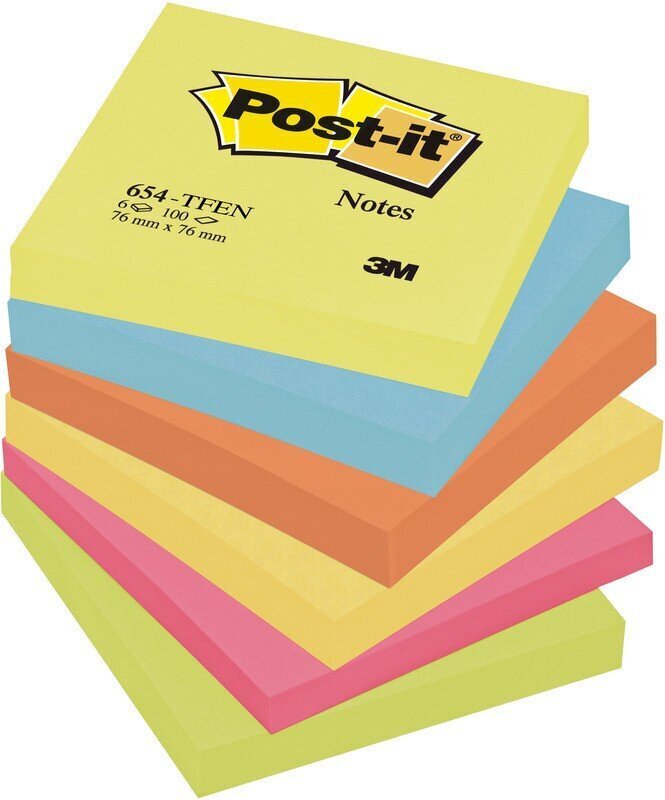 Līmlapiņu kubs POST-IT Energetic colours, 76x76 mm, 600 lapiņas cena un informācija | Burtnīcas un papīra preces | 220.lv