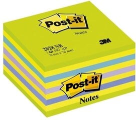 Līmlapiņu kubs POST-IT Neon green&amp;blue, 76x76 mm, 450 lapiņas cena un informācija | Burtnīcas un papīra preces | 220.lv