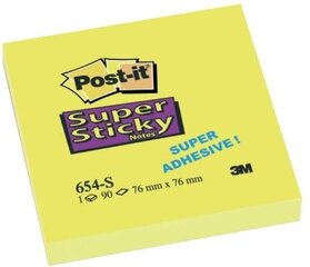 Ļoti lipīgas līmlapiņas POST-IT Super sticky, 76x76 mm, 90 lapiņas, dzeltenas цена и информация | Тетради и бумажные товары | 220.lv