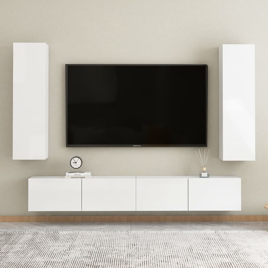 TV skapīši, 30,5x30x110 cm, balti, 2 gab. cena un informācija | TV galdiņi | 220.lv