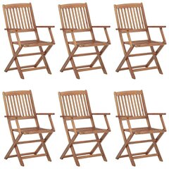 Saliekamie dārza krēsli ar spilveniem, 6 gab., brūni cena un informācija | Dārza krēsli | 220.lv