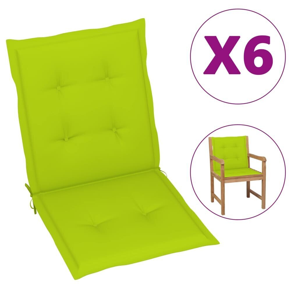 Dārza krēslu spilveni, 6 gab., gaiši zaļi cena un informācija | Krēslu paliktņi | 220.lv