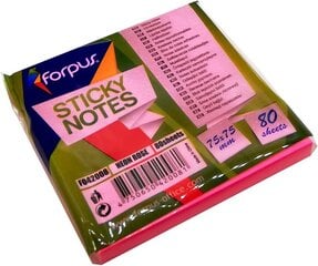 Līmlapiņas FORPUS NEON, 75x75 mm, 80 lapiņas, neona rozā cena un informācija | Burtnīcas un papīra preces | 220.lv