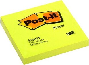 Līmlapiņas POST-IT Neon, 76x76 mm, 100 lapiņas, dzeltenas cena un informācija | Burtnīcas un papīra preces | 220.lv