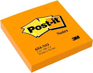 Līmlapiņas POST-IT Neon, 76x76 mm, 100 lapiņas, oranžas cena un informācija | Burtnīcas un papīra preces | 220.lv