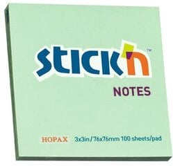 Līmlapiņas STICK´N, 76x76 mm, 100 lapiņas, pasteļu zaļas cena un informācija | Burtnīcas un papīra preces | 220.lv