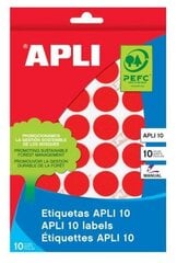 Etiķešu uzlīmes APLI, 10 mm, 1008 uzlīmes, sarkanas cena un informācija | Burtnīcas un papīra preces | 220.lv