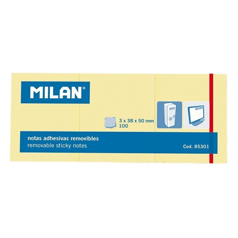 Līmlapiņas MILAN, 38 x 50 mm, 300 lapiņas, dzeltenas cena un informācija | Burtnīcas un papīra preces | 220.lv