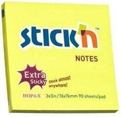 Līmlapiņas STICK´N notes, 76 x 76 mm, 100 lapiņas, dzeltenas cena un informācija | Burtnīcas un papīra preces | 220.lv