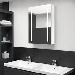 Vannas istabas skapis ar spoguli un LED apgaismojumu, 50x13x70 cm, balts цена и информация | Шкафчики для ванной | 220.lv