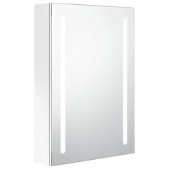 Vannas istabas skapis ar spoguli un LED apgaismojumu, 50x13x70 cm, balts cena un informācija | Vannas istabas skapīši | 220.lv