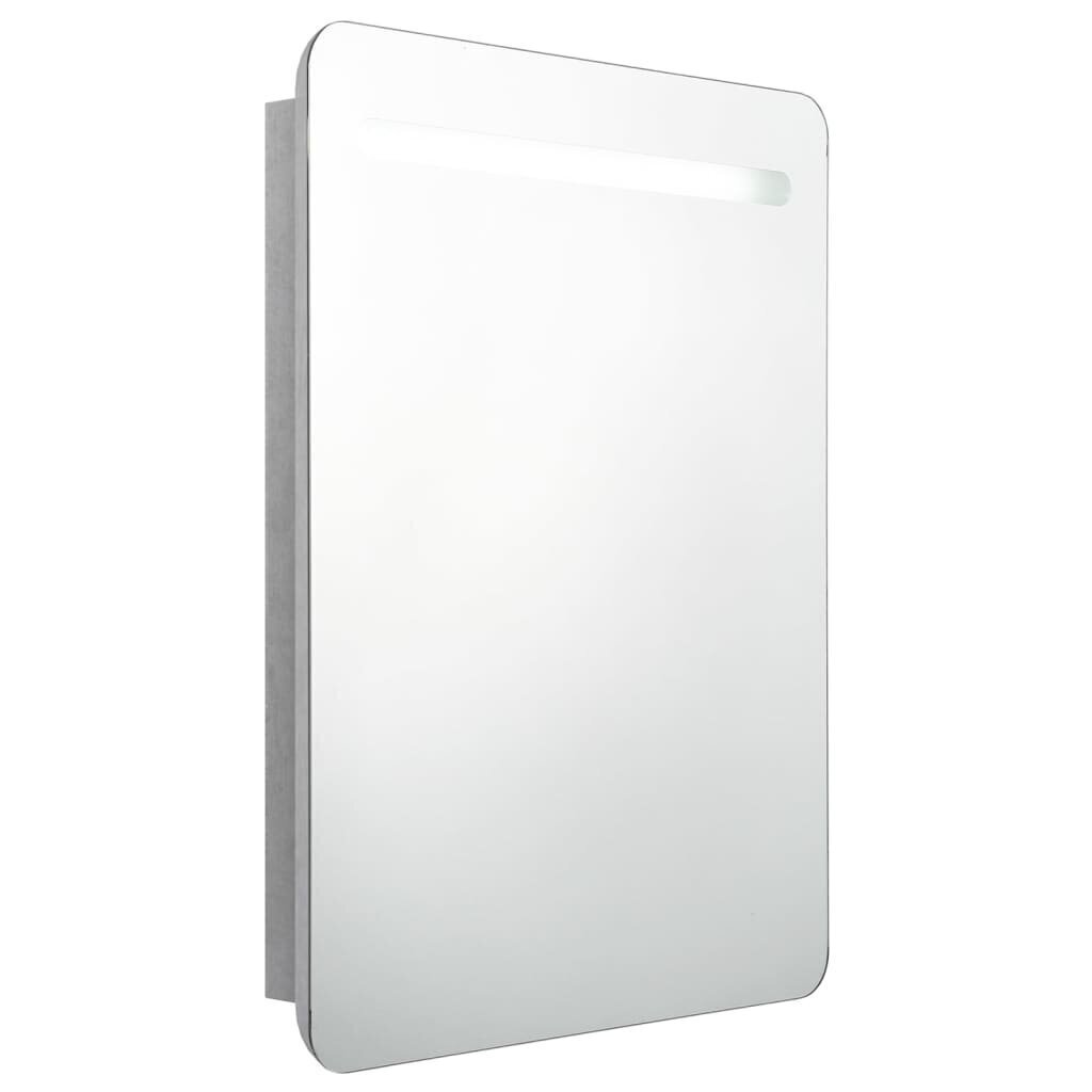 Vannas istabas skapis ar spoguli un LED apgaismojumu, 60x11x80 cm, pelēks цена и информация | Vannas istabas skapīši | 220.lv