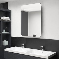 Vannas istabas skapis ar spoguli un LED apgaismojumu, 60x11x80 cm, pelēks цена и информация | Шкафчики для ванной | 220.lv