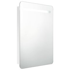 Vannas istabas skapis ar spoguli un LED apgaismojumu, 60x11x80 cm, balts cena un informācija | Vannas istabas skapīši | 220.lv