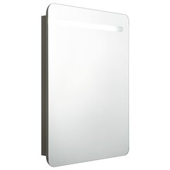Vannas istabas skapis ar spoguli un LED, 60x11x80 cm, antracīta krāsā cena un informācija | Vannas istabas skapīši | 220.lv