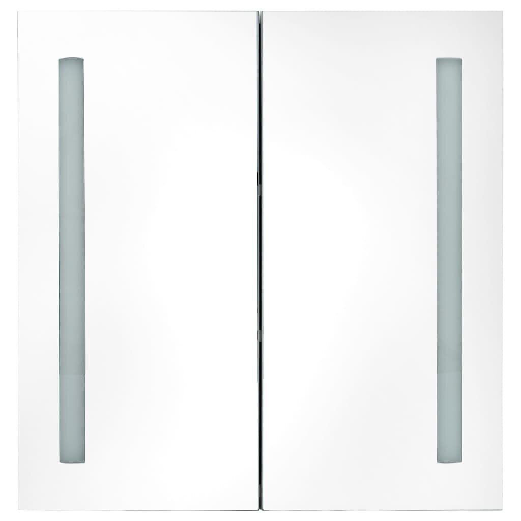 Vannas istabas skapis ar spoguli un LED apgaismojumu, 62x14x60 cm, pelēks цена и информация | Vannas istabas skapīši | 220.lv