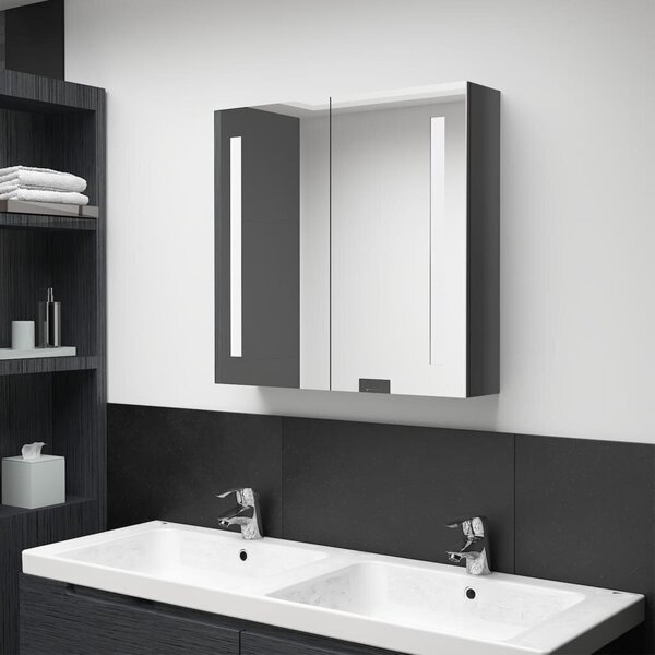 Vannas istabas skapis ar spoguli un LED apgaismojumu, 62x14x60 cm, pelēks  цена | 220.lv