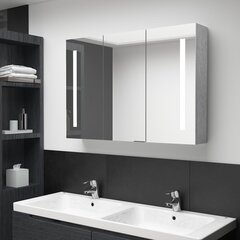 Vannas istabas skapis ar spoguli un LED apgaismojumu, 89x14x62 cm, pelēks cena un informācija | Vannas istabas skapīši | 220.lv