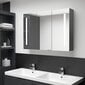 Vannas istabas skapis ar spoguli un LED apgaismojumu, 89x14x62 cm, pelēks цена и информация | Vannas istabas skapīši | 220.lv
