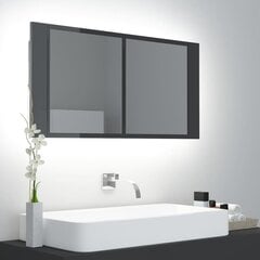 Vannas skapis vidaXL LED 90, tumši pelēks цена и информация | Шкафчики для ванной | 220.lv