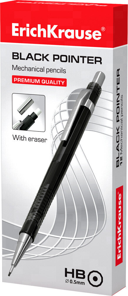 Automātisks zīmulis ERICH KRAUSE Black pointer, melns korpuss, 0,5 mm цена и информация | Rakstāmpiederumi | 220.lv