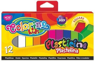 Plastilīns COLORINO, kvadrāta, 12 krāsas цена и информация | Принадлежности для рисования, лепки | 220.lv