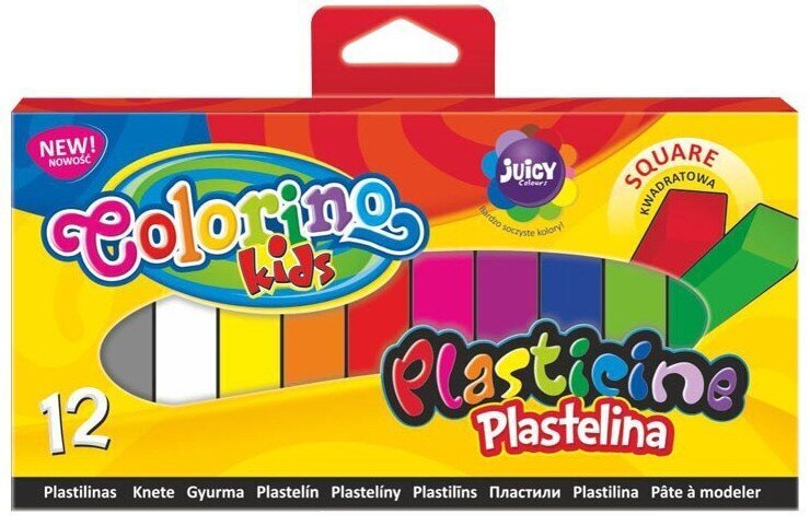 Plastilīns COLORINO, kvadrāta, 12 krāsas cena un informācija | Modelēšanas un zīmēšanas piederumi | 220.lv