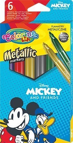 Spīdīgi flomāsteri COLORINO Disney "Mickey", 6 krāsas цена и информация | Modelēšanas un zīmēšanas piederumi | 220.lv