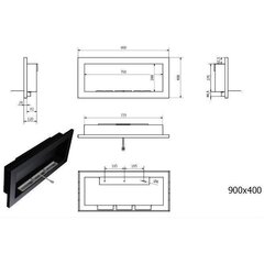 Sienas-iebūvējamais biokamīns Bioheat 900x400 Black cena un informācija | Kamīni | 220.lv