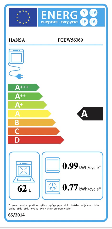 Hansa FCEW56069, elektriskā plīts, 50 cm, balts цена и информация | Elektriskās plītis | 220.lv