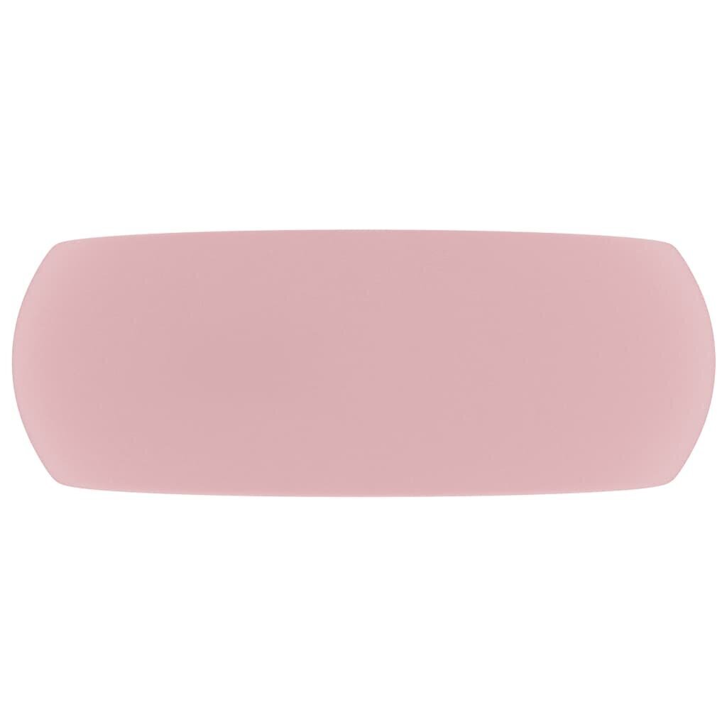 vidaXL izlietne, apaļa, 40x15 cm, matēta rozā keramika cena un informācija | Izlietnes | 220.lv