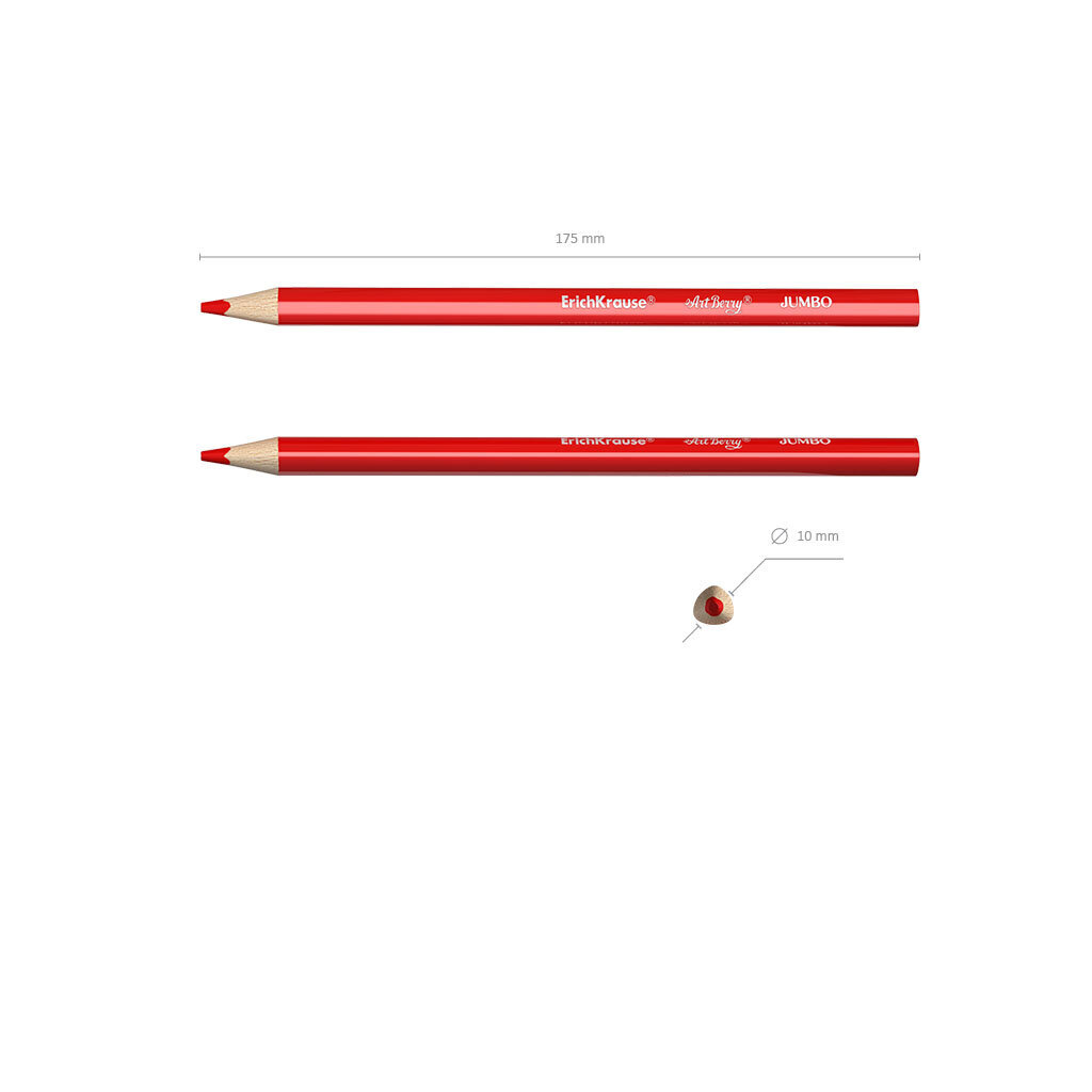 Krāsainie zīmuļi ERICH KRAUSE Jumbo Art Berry ar asinātāju, 12 krāsas cena un informācija | Modelēšanas un zīmēšanas piederumi | 220.lv