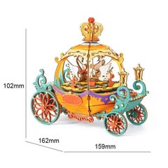 Koka 3D puzle - mūzikas kaste Robotime Ķirbju kariete, 14 gadi + цена и информация | Конструкторы и кубики | 220.lv