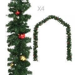 Ziemassvētku vītnes ar bumbām, 4 gab., 270 cm, PVC, zaļas cena un informācija | Mākslīgās egles, vainagi, statīvi | 220.lv