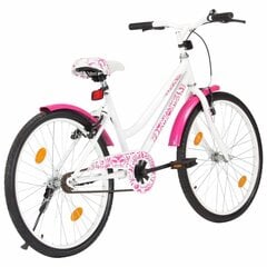 Bērnu velosipēds, 24 collas, rozā ar baltu цена и информация | Велосипеды | 220.lv