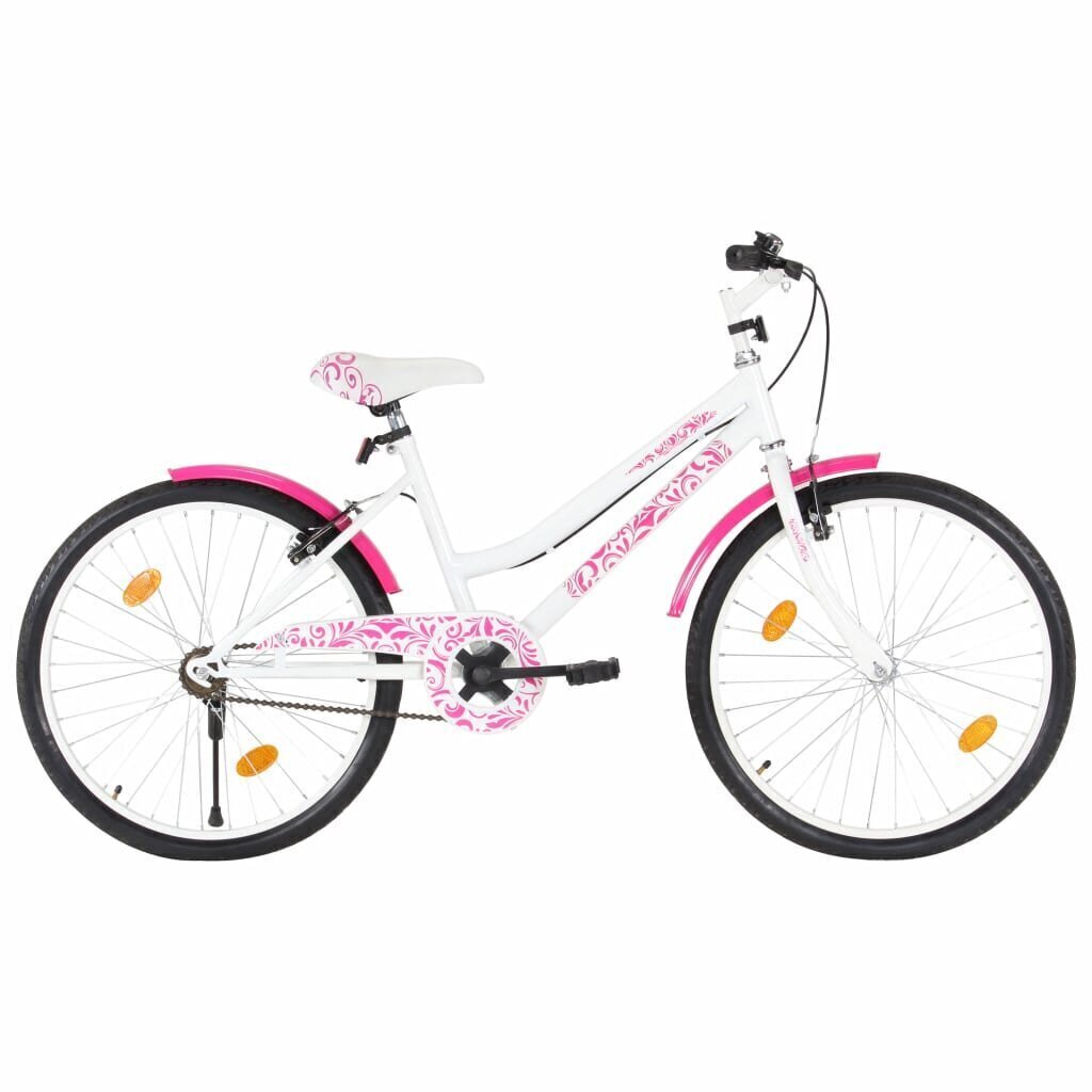 Bērnu velosipēds, 24 collas, rozā ar baltu цена и информация | Velosipēdi | 220.lv