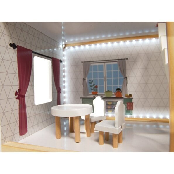 Koka leļļu mājiņa MDF, ar LED apgaismojumu un mēbelēm, 78 cm цена и информация | Rotaļlietas meitenēm | 220.lv