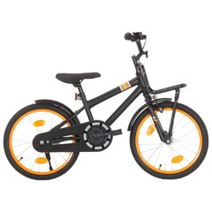 Bērnu velosipēds ar priekšējo bagāžnieku, 18", oranžs ar melnu цена и информация | Велосипеды | 220.lv