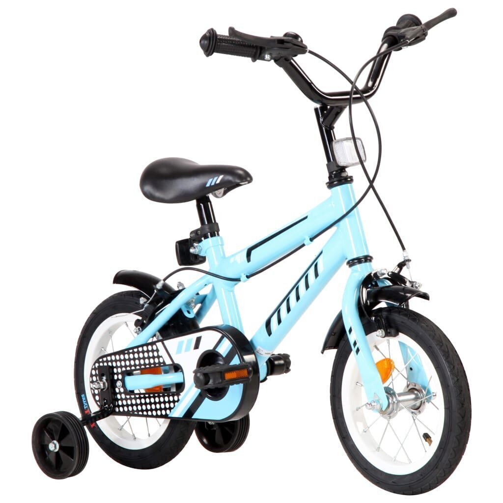 Bērnu velosipēds, 12 collas, melns ar zilu цена и информация | Velosipēdi | 220.lv