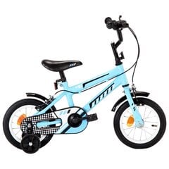 Bērnu velosipēds, 12 collas, melns ar zilu цена и информация | Велосипеды | 220.lv