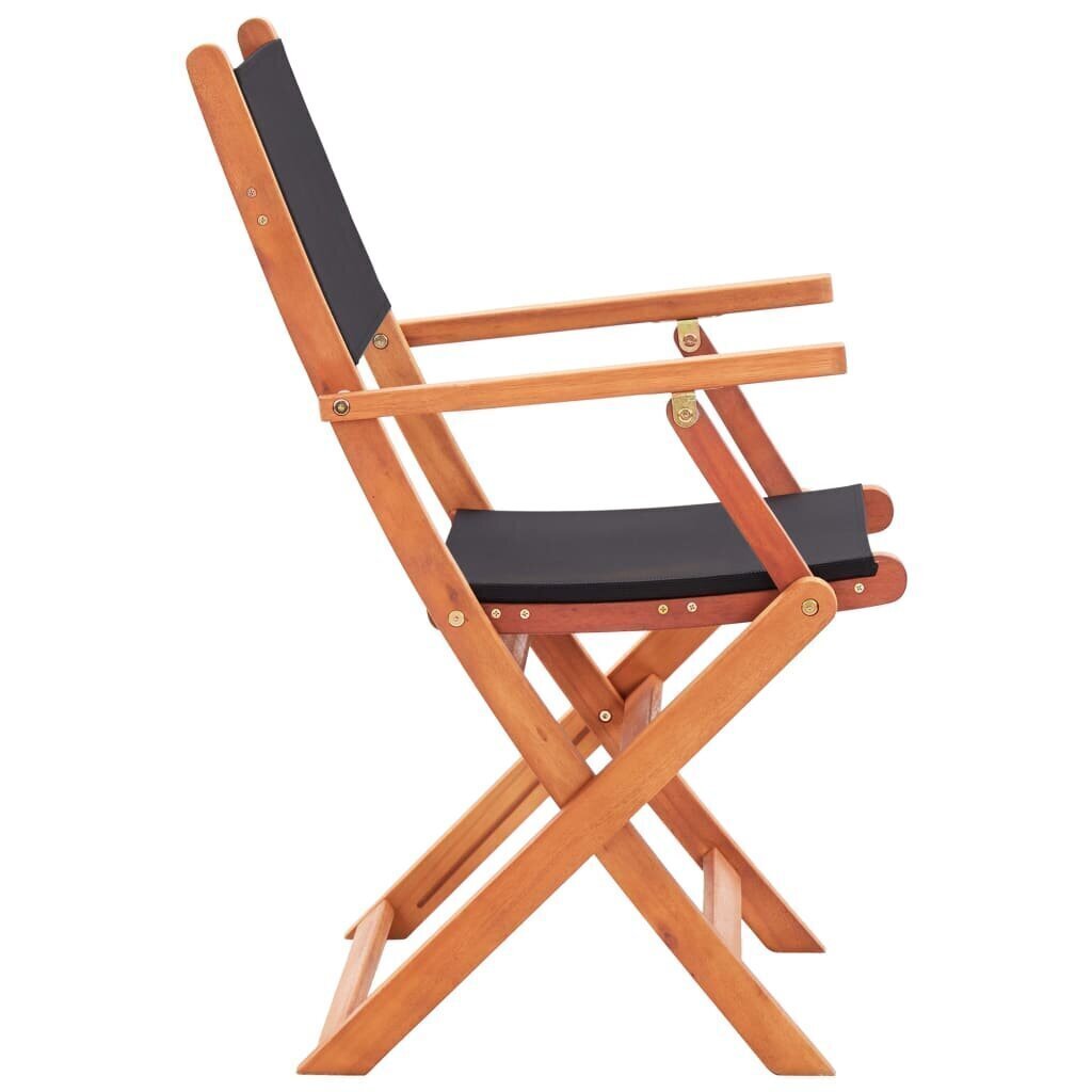 Dārza krēsli, 2 gab., melni, eikalipta masīvkoks un tekstilēns цена и информация | Dārza krēsli | 220.lv