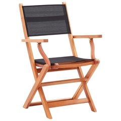 Dārza krēsli, 2 gab., melni, eikalipta masīvkoks un tekstilēns cena un informācija | Dārza krēsli | 220.lv