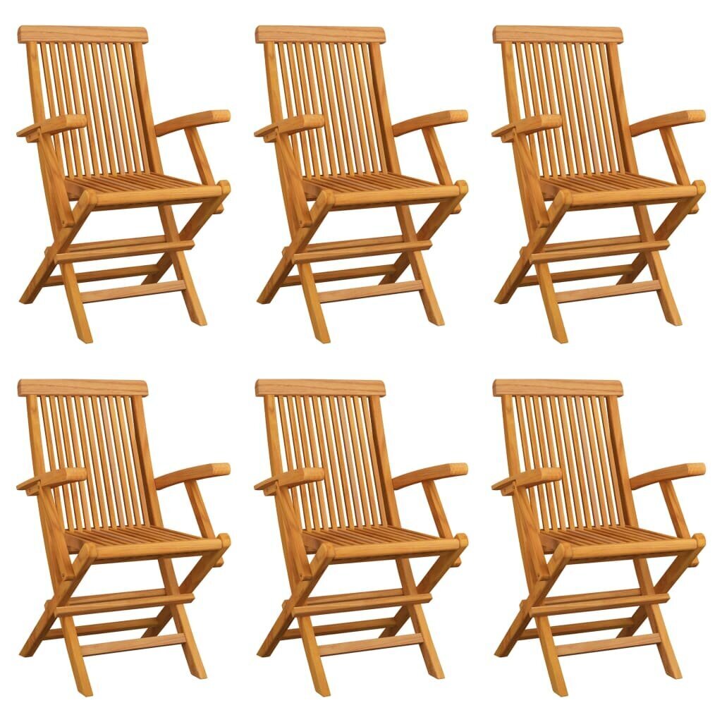 Saliekami dārza krēsli, 6 gab., masīvs tīkkoks cena un informācija | Dārza krēsli | 220.lv