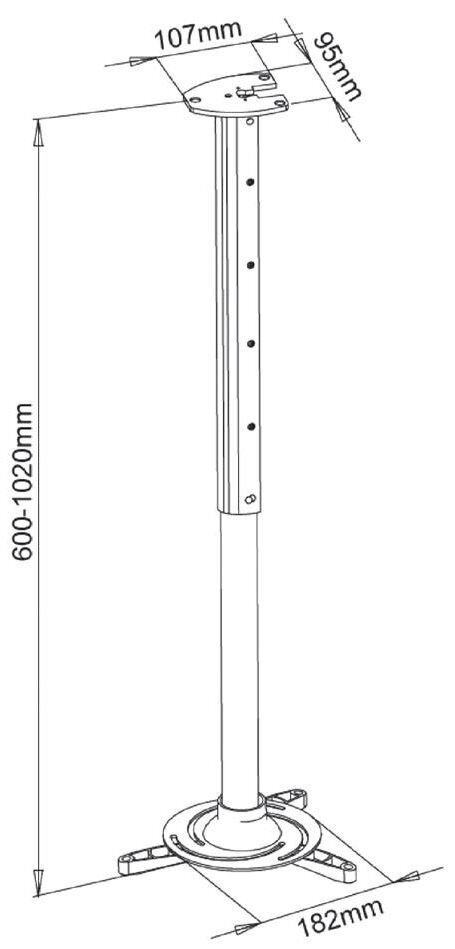 Griestu stiprinājums projektoram ART RAMP P-105S ART Holder P-105 *60-102 cena un informācija | Projektoru piederumi | 220.lv