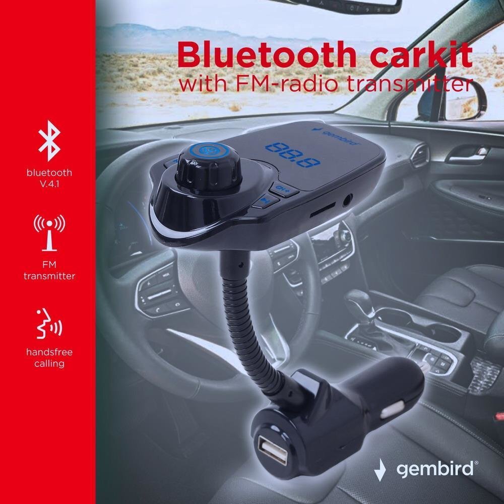 MOBILE CHARGER CAR USB/FM TRANSMITTER BTT-01 GEMBIRD цена и информация | FM Modulatori | 220.lv