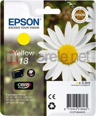Epson 18 Ink Cartridge, Yellow cena un informācija | Tintes kārtridži | 220.lv