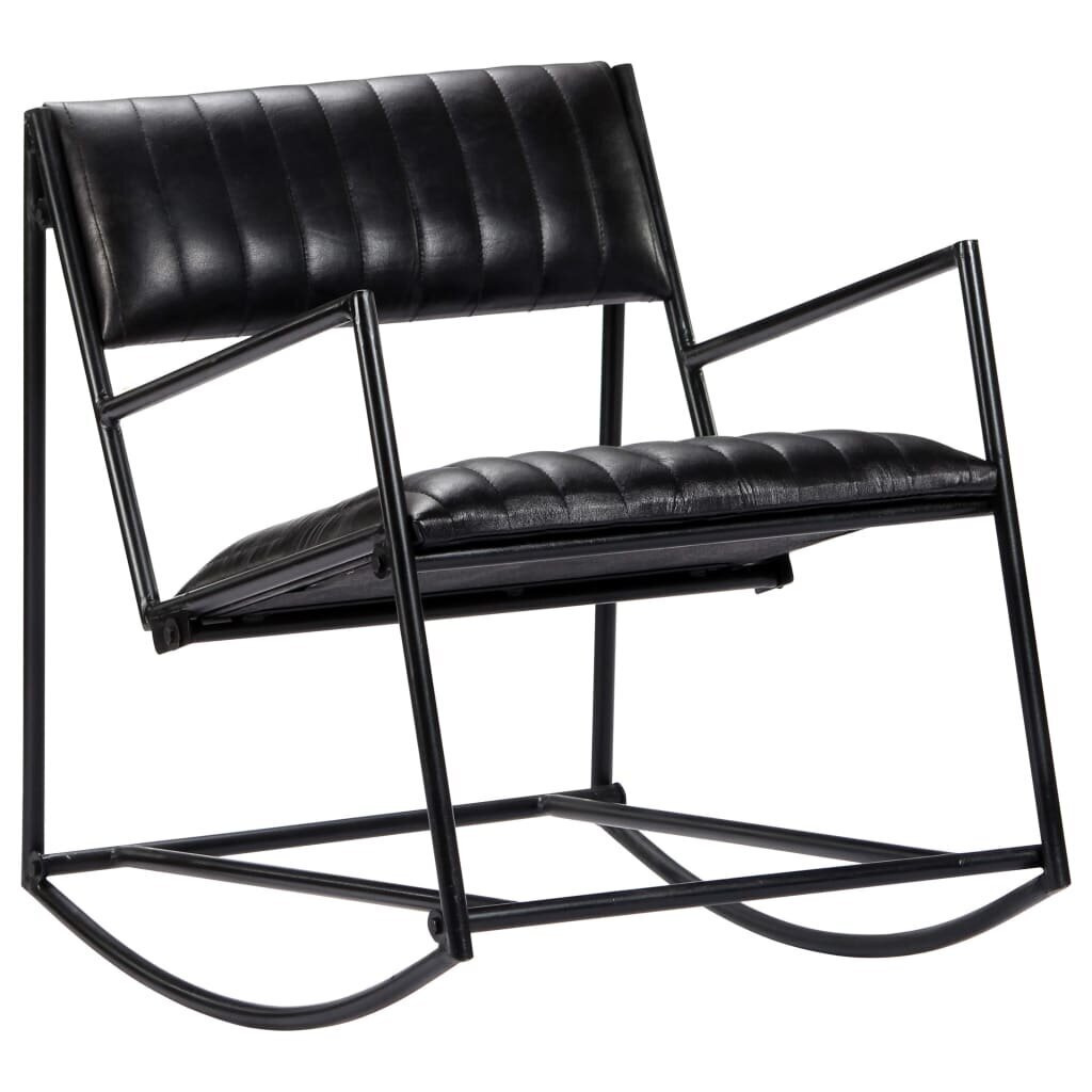 Šūpuļkrēsls vidaXL, melna dabīgā āda cena un informācija | Atpūtas krēsli | 220.lv