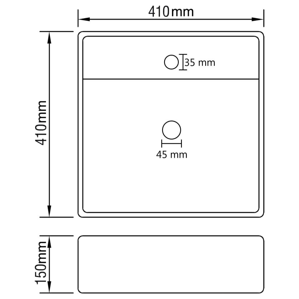 Izlietne vidaXL, 41x41 cm, kvadrāta forma, matēta melna keramika cena un informācija | Izlietnes | 220.lv